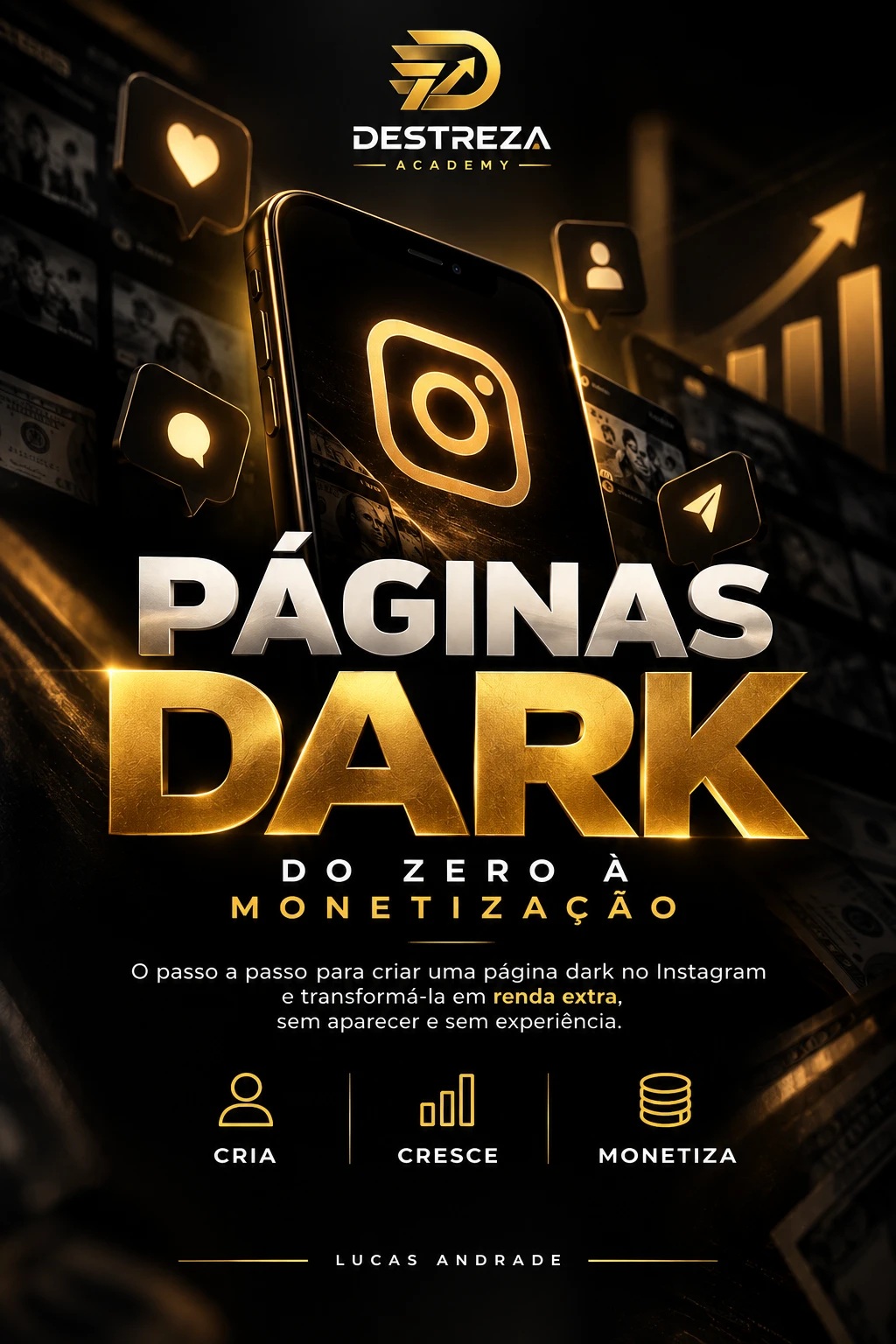 Capa do ebook Páginas Dark na tela de um celular