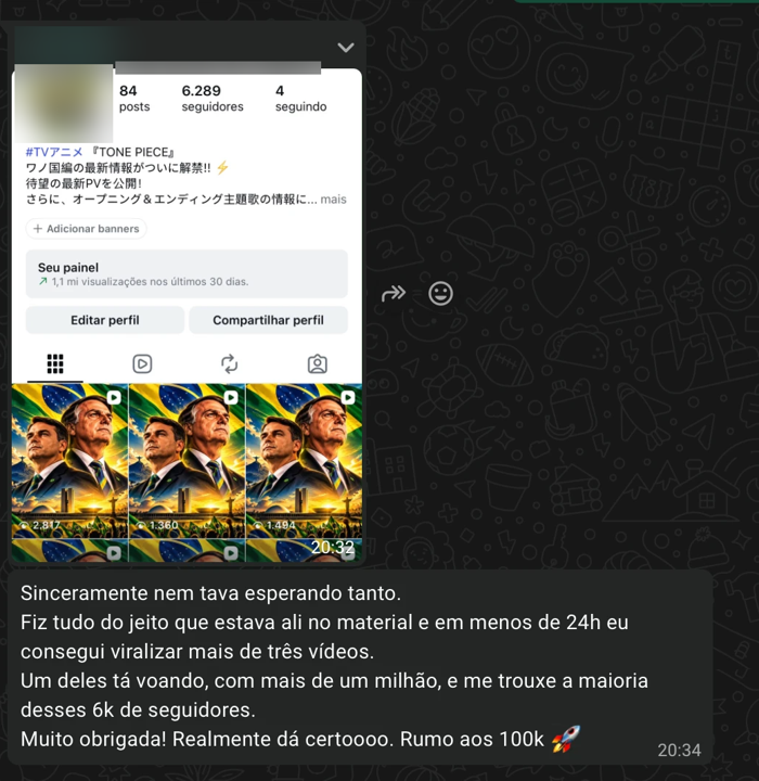 Mensagem de uma aluna no WhatsApp: três vídeos virais em menos de 24 horas